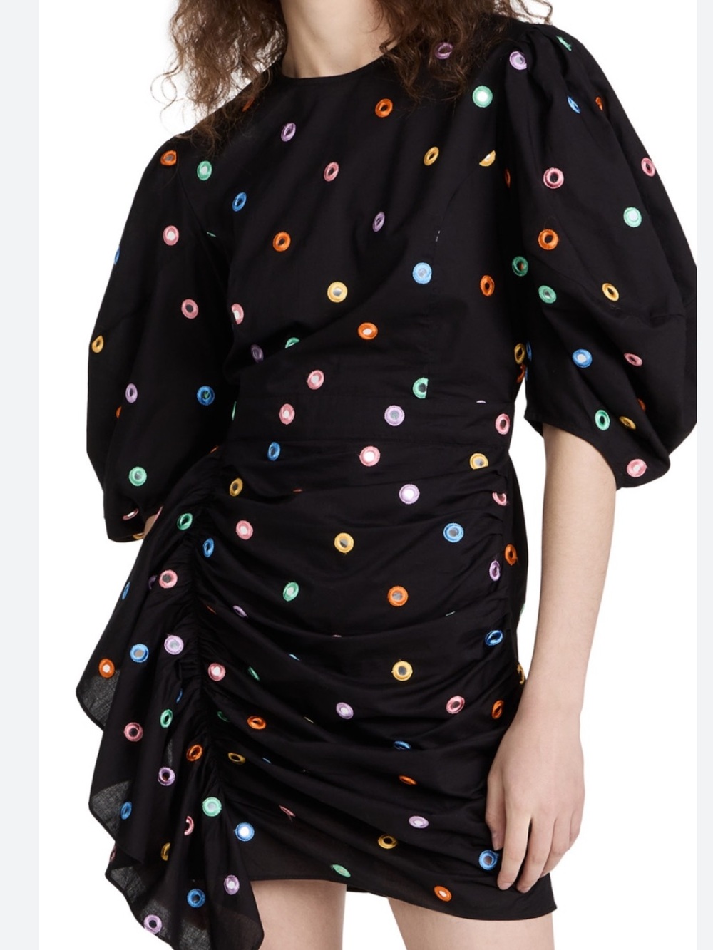 RHODE Black Pia Mini Dress in Black Mirror